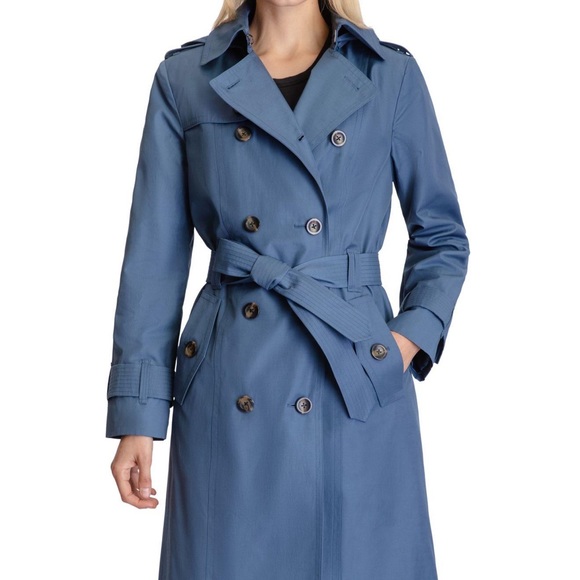 Doublebreasted Hooded Trench Coat 